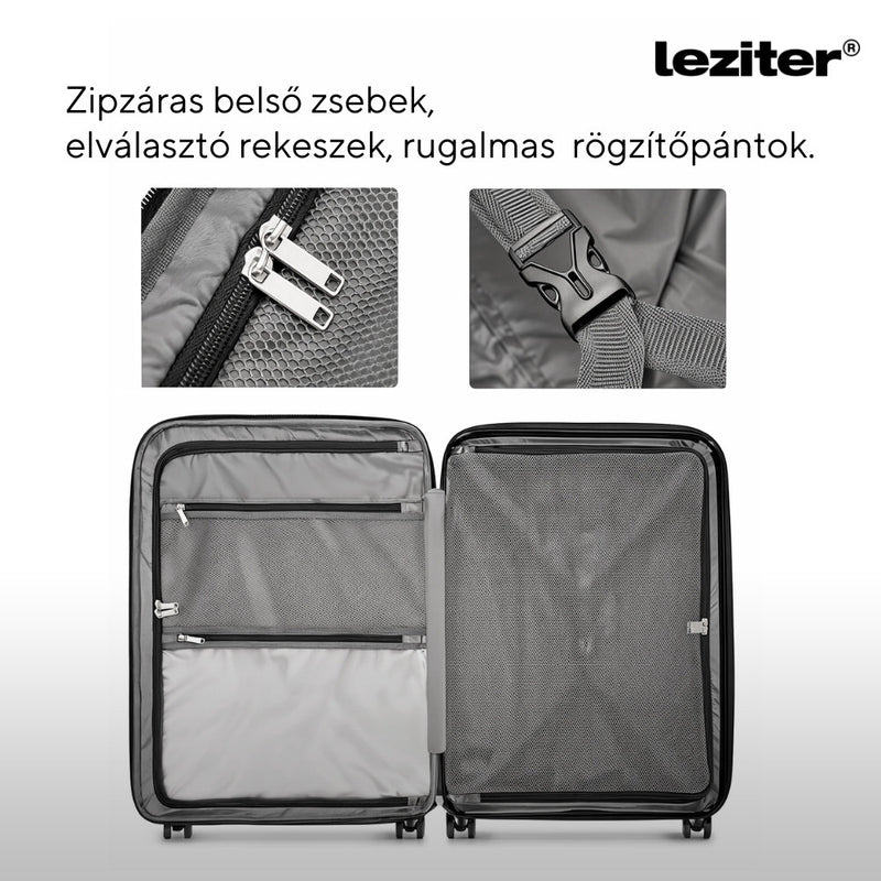 TraveLux Urban közepes bőrönd keményfedeles 42x65x24 cm fekete