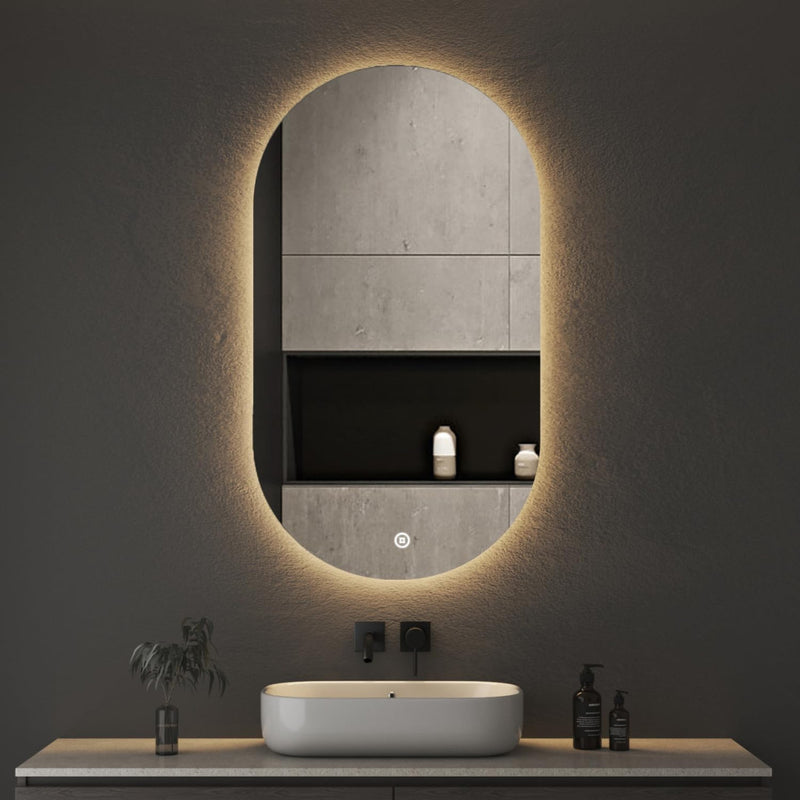 Viva AURA PINO 50 fürdőszoba tükör - érintőkapcsolóval - AMBIENT LED - OVÁLIS - ÁLLÓ - 50x90 cm