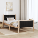 vidaXL Ágykeret fejtámlával Barna és fekete 90 x 200 cm Tömör fenyőfa