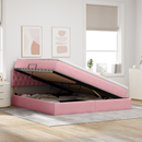 vidaXL LED tárolós ágy matraccal Rózsaszín 180 x 200 cm Bársony