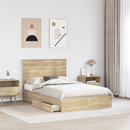 vidaXL Tárolós Ágy fejtámlával Sonoma tölgy 120 x 200 cm Faanyag