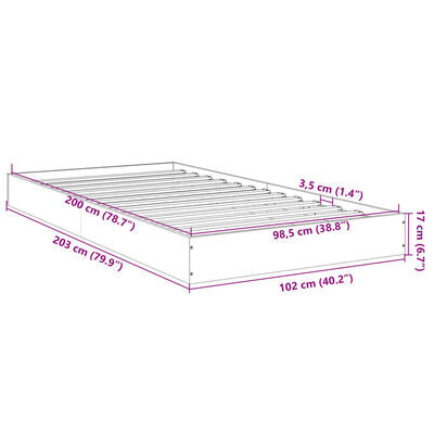 vidaXL sonoma tölgyszínű szerelt fa ágykeret 100 x 200 cm