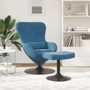 vidaXL Tojás Szék Lábtartóval with Footstool Kék Bársony