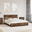 vidaXL Tárolós Ágy fejtámlával Füstölt tölgy 160 x 200 cm Faanyag