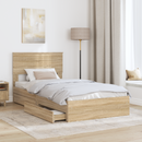 vidaXL Tárolós Ágy fejtámlával Sonoma tölgy 100 x 200 cm Faanyag