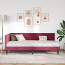 vidaXL Sarokágy keret fejtámlával Bordó 100 cm x 200 cm Bársony