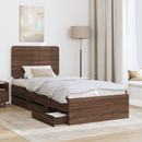 vidaXL Ágykeret fiókkal fejtámlával Barna Tölgy 90 x 190 cm Mérnöki Fa