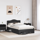 vidaXL Ágykeret fejtámlával fiókkal Fekete 135 x 190 cm Faanyag