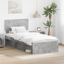vidaXL Ágykeret fejtámlával Beton 90 x 200 cm Tömör fenyőfa