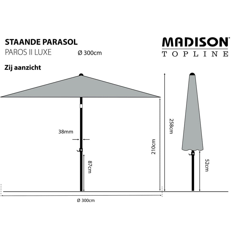 Madison Paros II Luxe világosszürke napernyő 300 cm