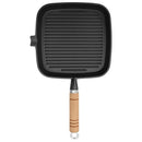 vidaXL öntöttvas grillserpenyő fa nyéllel 20 x 20 cm
