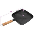 vidaXL öntöttvas grillserpenyő fa nyéllel 20 x 20 cm