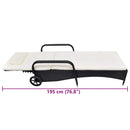 vidaXL fekete polyrattan napozóágy párnával és kerekekkel