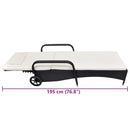 vidaXL fekete polyrattan napozóágy kerekekkel