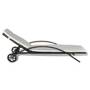 vidaXL barna polyrattan napozóágy párnával és kerekekkel