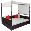 vidaXL barna polyrattan napellenzős kerti ágy 190 x 130 cm