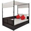vidaXL barna polyrattan napellenzős kerti ágy 190 x 130 cm