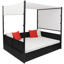 vidaXL fekete polyrattan napellenzős kerti ágy 190 x 130 cm