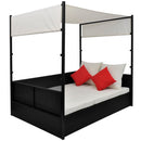 vidaXL fekete polyrattan napellenzős kerti ágy 190 x 130 cm