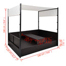 vidaXL fekete polyrattan napellenzős kerti ágy 190 x 130 cm