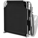 vidaXL fekete acél napozóágy napellenzővel