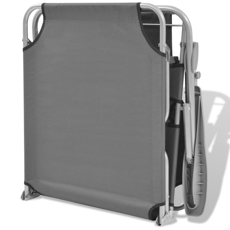 vidaXL szürke acél napozóágy napellenzővel