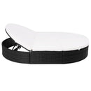 vidaXL fekete polyrattan kültéri napozóágy párnával