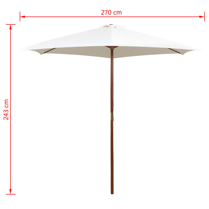 vidaXL krémszínű napernyő fa rúddal 270 x 270 cm