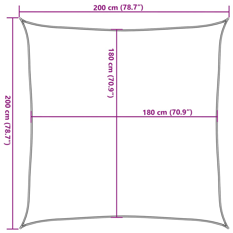 vidaXL négyzet alakú HDPE napvitorla 2 x 2 m antracitszürke