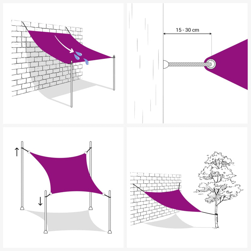 vidaXL négyzet alakú HDPE napvitorla 2 x 2 m bézs