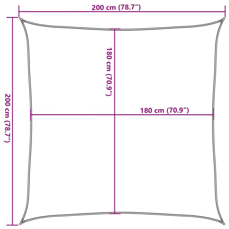 vidaXL négyzet alakú HDPE napvitorla 2 x 2 m bézs