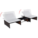 vidaXL 2 db barna polyrattan dönthető kerti szék asztallal