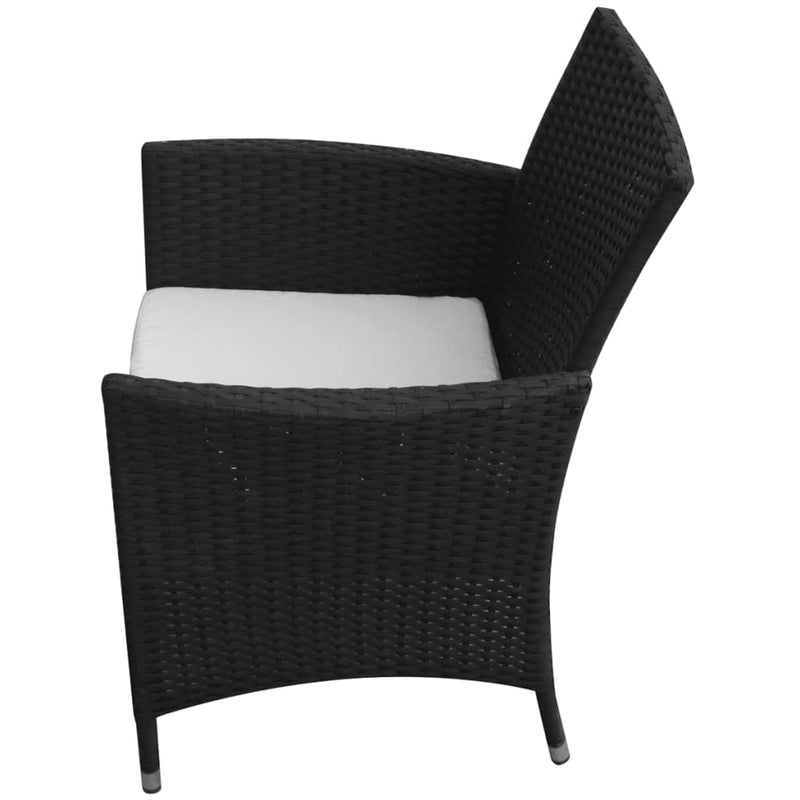 vidaXL 2 db fekete polyrattan kerti szék