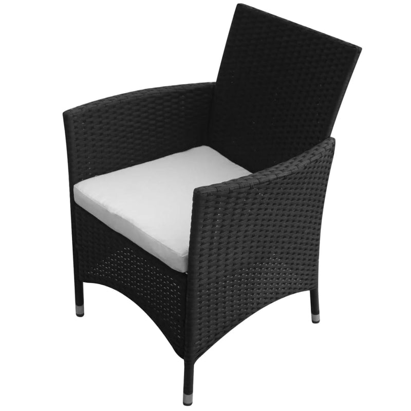 vidaXL 2 db fekete polyrattan kerti szék