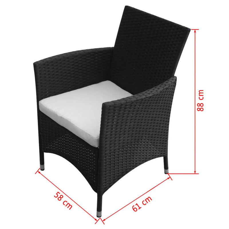 vidaXL 2 db fekete polyrattan kerti szék