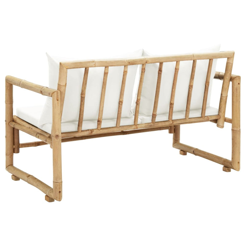 vidaXL kétszemélyes bambusz kerti kanapé párnákkal