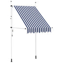 vidaXL kézzel feltekerhető napellenző kék-fehér csíkokkal 150 cm