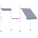 vidaXL kézzel feltekerhető napellenző kék-fehér csíkokkal 150 cm