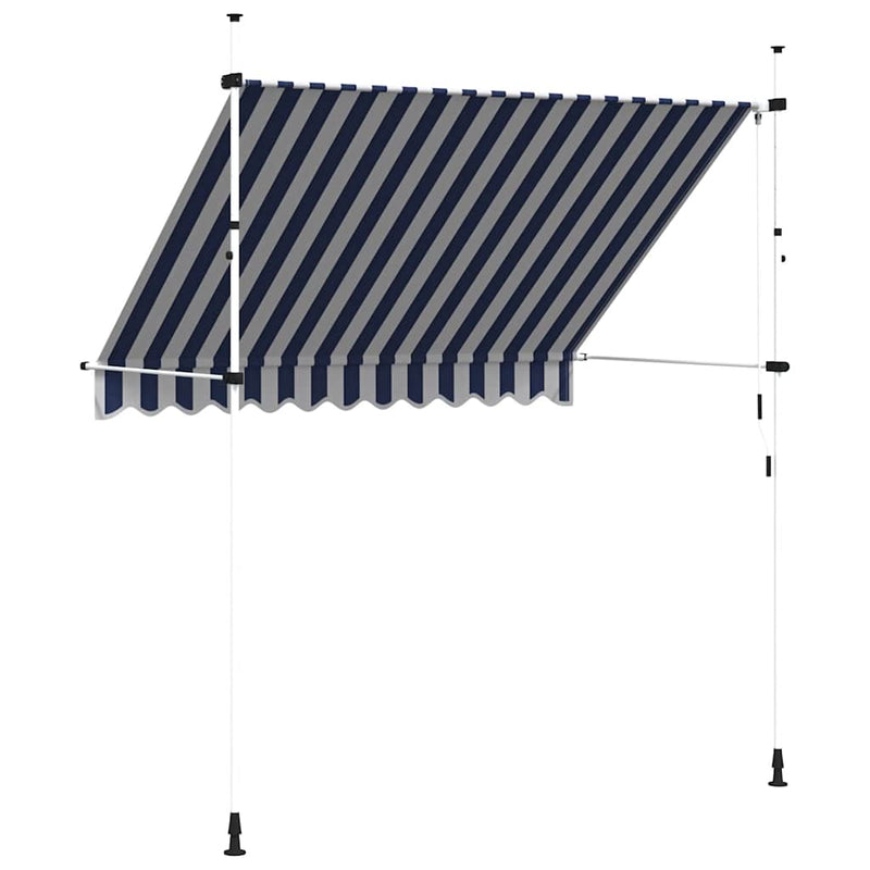 vidaXL kézzel feltekerhető napellenző kék-fehér csíkokkal 250 cm