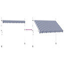 vidaXL kézzel feltekerhető napellenző kék-fehér csíkokkal 300 cm