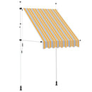 vidaXL manuális, feltekerhető napellenző kék-sárga csíkokkal 150 cm
