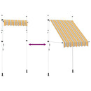 vidaXL manuális, feltekerhető napellenző kék-sárga csíkokkal 150 cm