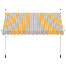 vidaXL kézzel feltekerhető napellenző kék-sárga csíkokkal 350 cm