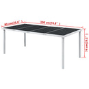 vidaXL fekete acél kerti asztal 190 x 90 x 74 cm
