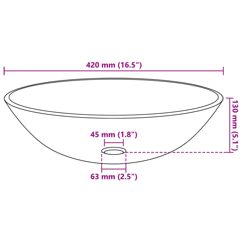 vidaXL 42 cm-es átlátszó edzett üveg mosdókagyló