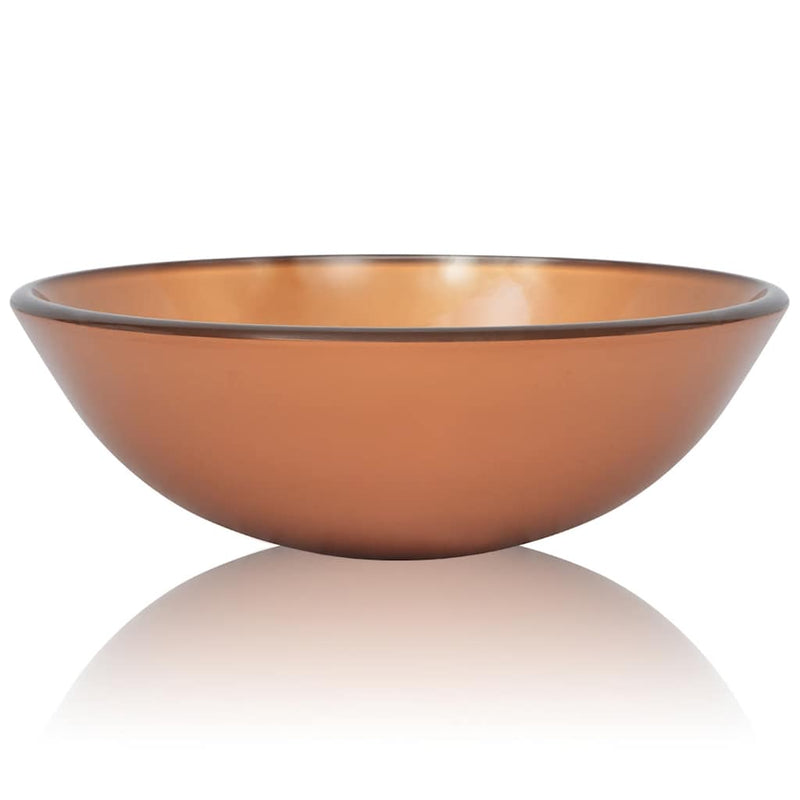 vidaXL 42 cm-es edzett üveg mosdókagyló barna
