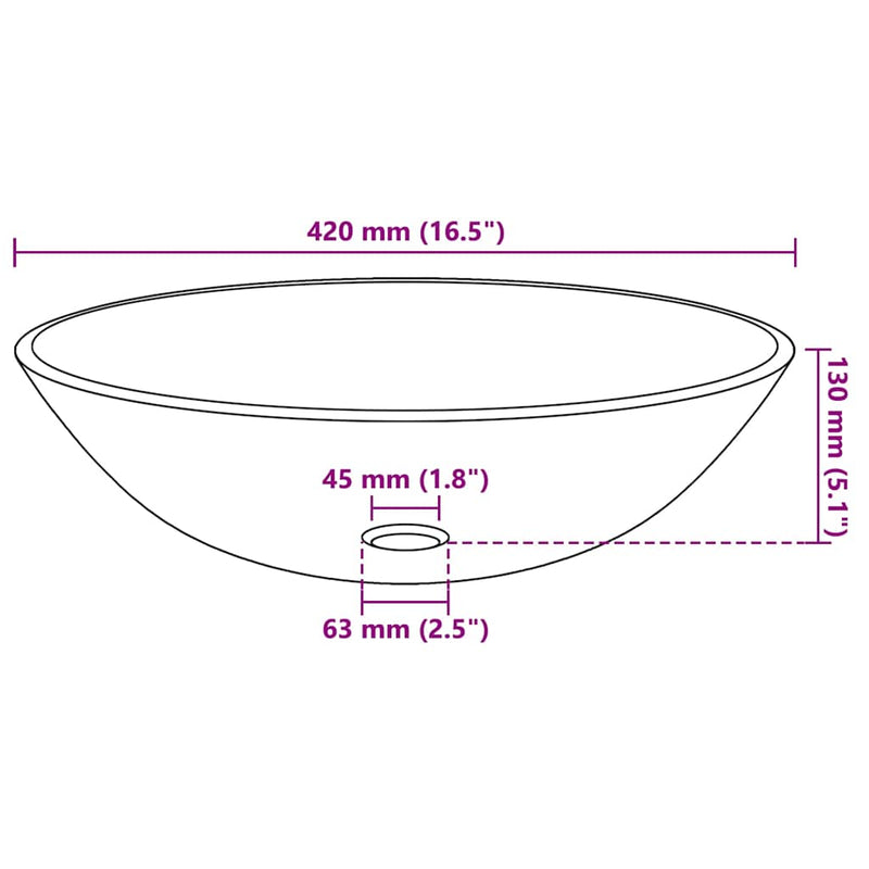 vidaXL 42 cm-es edzett üveg mosdókagyló barna