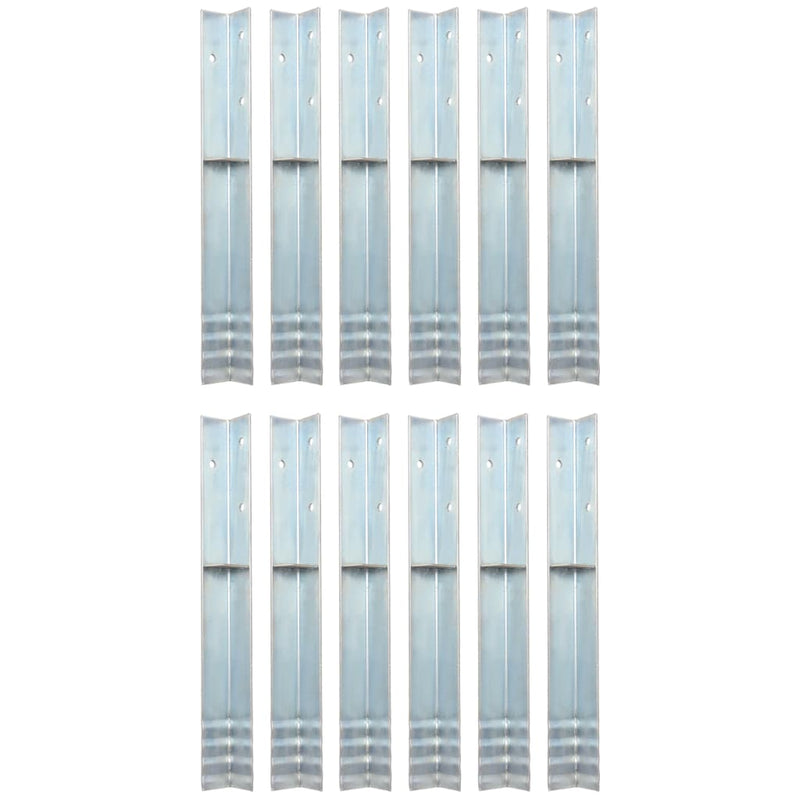 vidaXL 12 db L-alakú földi horganyzott acélból 5 x 5 x 50 cm