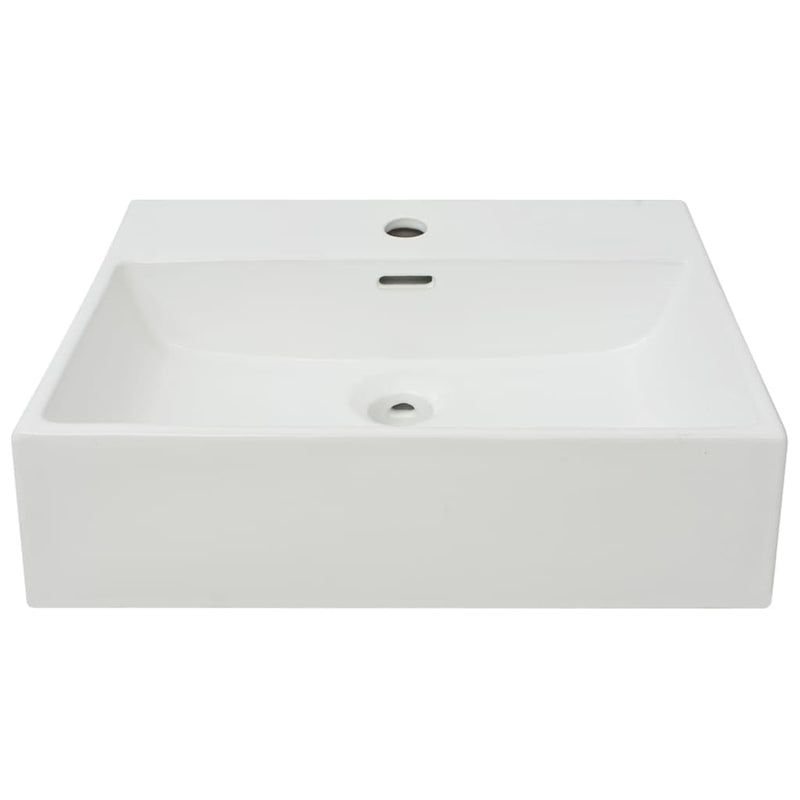 vidaXL Fehér kerámia mosdó csaptelep furattal 51,5x38,5x15 cm