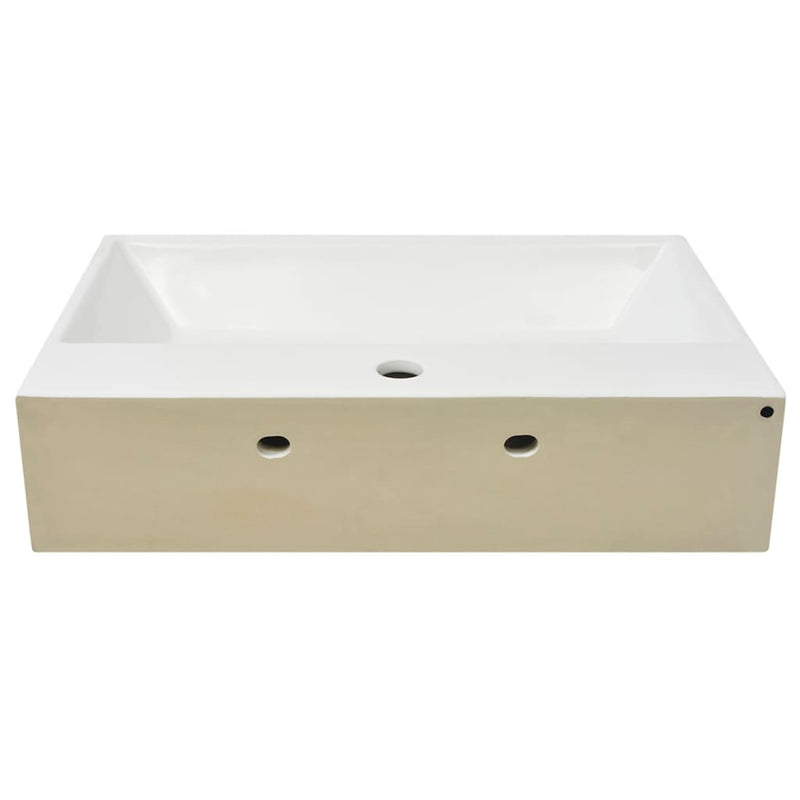 vidaXL Fehér kerámia mosdó csaptelep furattal 60,5x42,5x14,5 cm